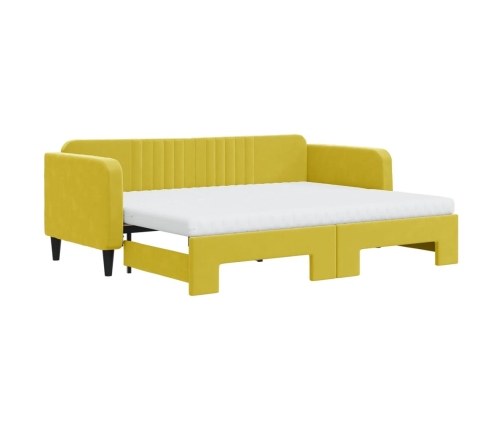 Sofá cama nido con cajones terciopelo amarillo 80x200 cm