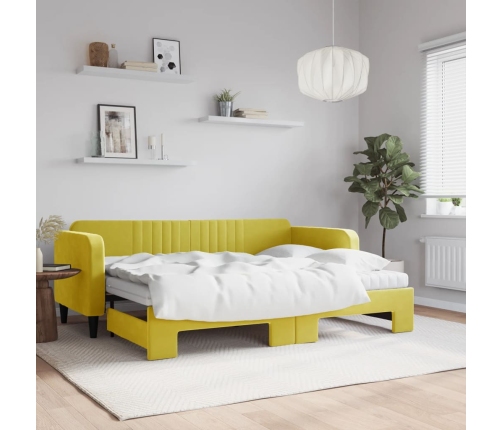 Sofá cama nido con cajones terciopelo amarillo 80x200 cm