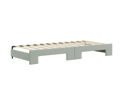 vidaXL Sofá cama nido con colchón terciopelo gris claro 90x200 cm