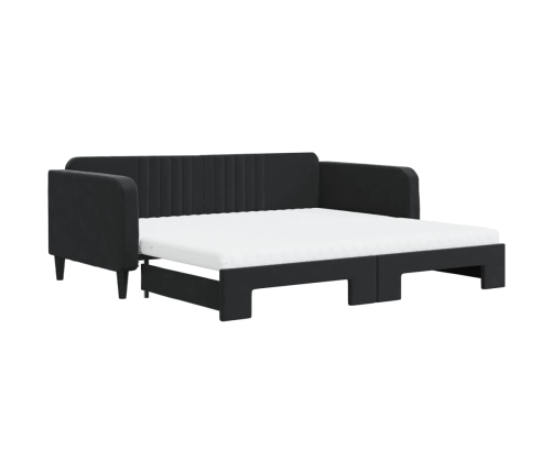 Sofá cama nido con colchón terciopelo negro 100x200 cm