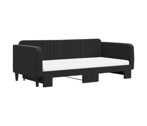 Sofá cama nido con colchón terciopelo negro 100x200 cm