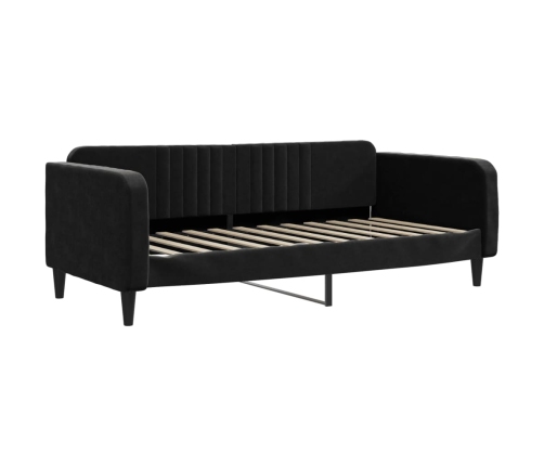 Sofá cama nido con colchón terciopelo negro 100x200 cm