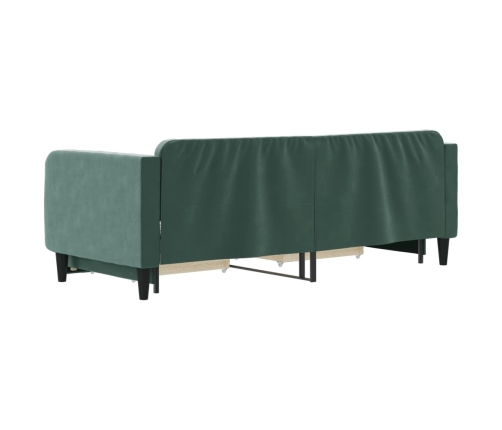 Sofá cama nido con cajones terciopelo verde oscuro 80x200 cm