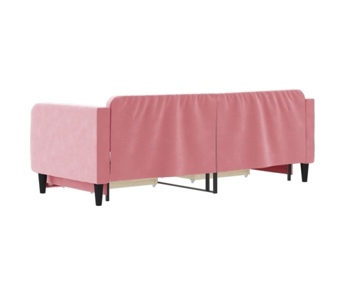 Sofá cama nido con cajones terciopelo rosa 80x200 cm