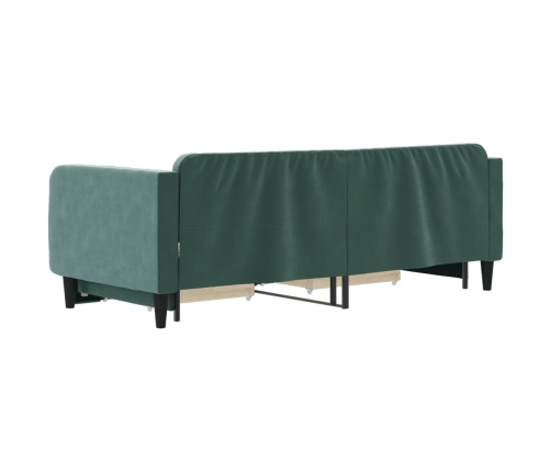 Sofá cama nido con cajones terciopelo verde oscuro 90x200 cm