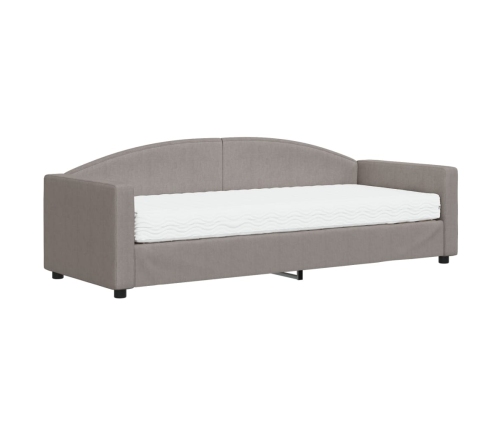 Sofá cama con colchón tela gris taupe 80x200 cm
