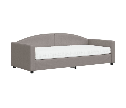 Sofá cama con colchón tela gris taupe 90x200 cm