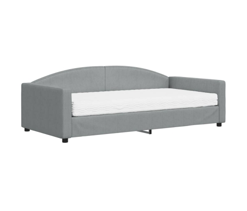Sofá cama con colchón tela gris claro 100x200 cm