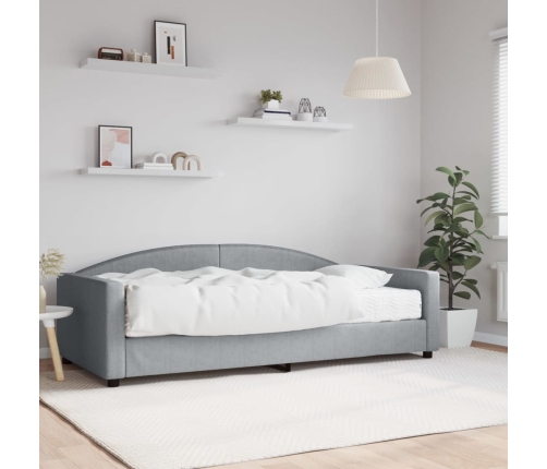 Sofá cama con colchón tela gris claro 100x200 cm