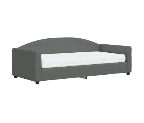 Sofá cama con colchón tela gris oscuro 90x190 cm