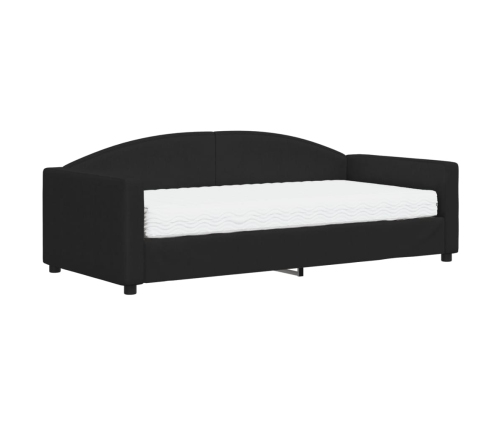 Sofá cama con colchón tela negro 90x190 cm