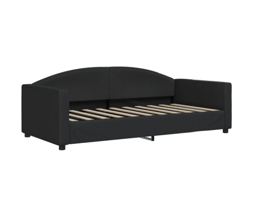 Sofá cama con colchón tela negro 90x190 cm