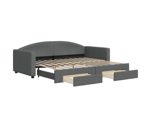 Sofá cama nido con cajones tela gris oscuro 90x200 cm