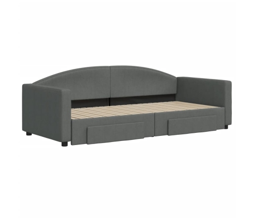 Sofá cama nido con cajones tela gris oscuro 90x200 cm