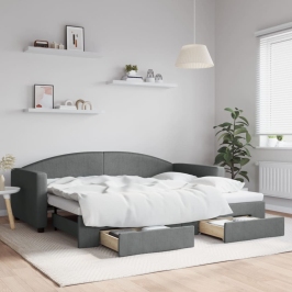 Sofá cama nido con cajones tela gris oscuro 90x200 cm