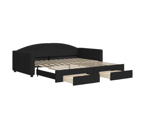 Sofá cama nido con cajones tela negro 100x200 cm