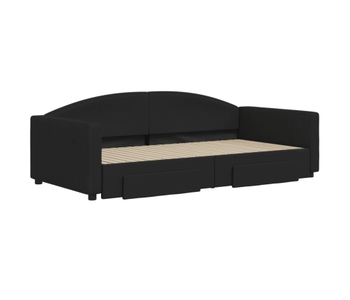 Sofá cama nido con cajones tela negro 100x200 cm