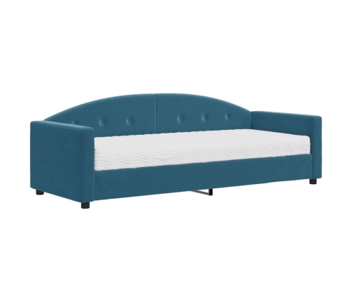 vidaXL Sofá cama con colchón terciopelo azul 80x200 cm