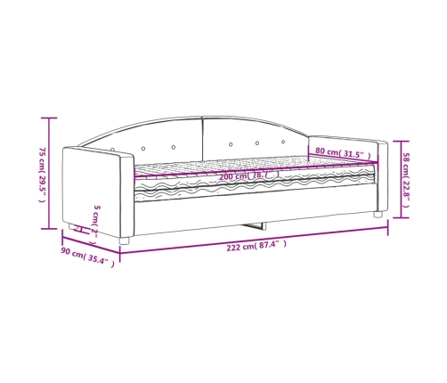 vidaXL Sofá cama con colchón terciopelo azul 80x200 cm