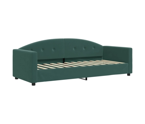 Sofá cama con colchón terciopelo verde oscuro 80x200 cm