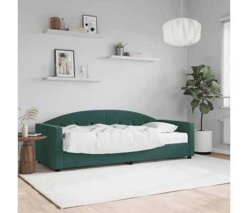 Sofá cama con colchón terciopelo verde oscuro 80x200 cm