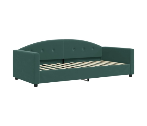 Sofá cama con colchón terciopelo verde oscuro 90x200 cm