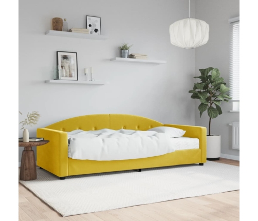 Sofá cama con colchón terciopelo amarillo 90x200 cm