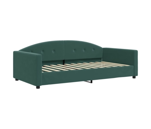 Sofá cama con colchón terciopelo verde oscuro 100x200 cm