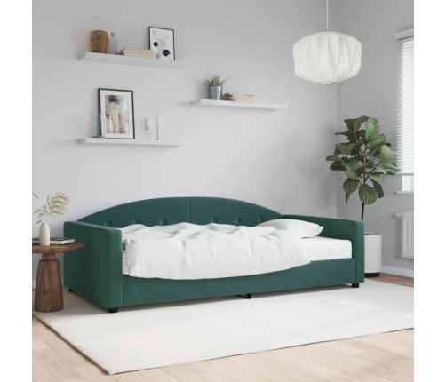 Sofá cama con colchón terciopelo verde oscuro 100x200 cm