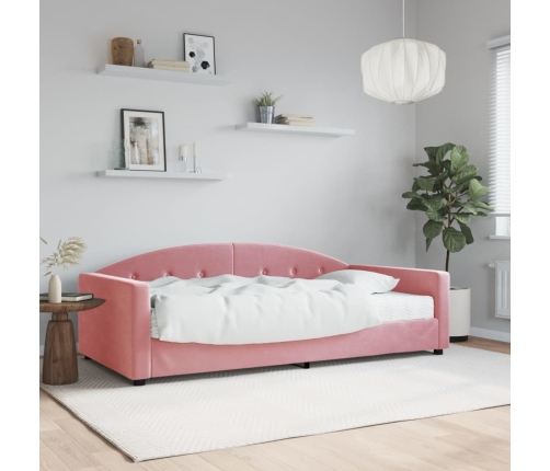 Sofá cama con colchón terciopelo rosa 100x200 cm