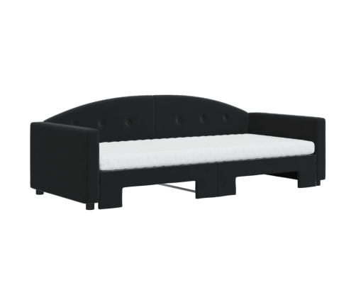 vidaXL Sofá cama nido con colchón terciopelo negro 90x200 cm