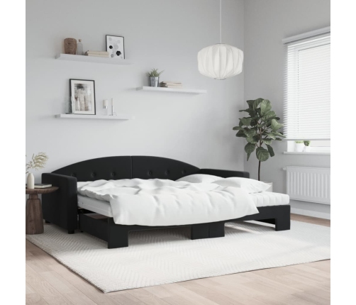 vidaXL Sofá cama nido con colchón terciopelo negro 90x200 cm