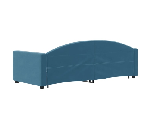 Sofá cama nido con cajones terciopelo azul 80x200 cm