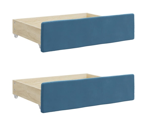 Sofá cama nido con cajones terciopelo azul 80x200 cm
