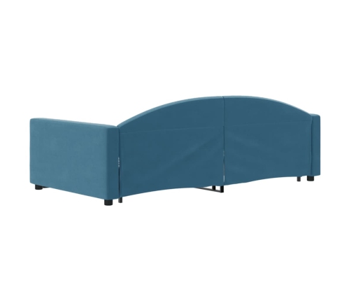 Sofá cama nido con cajones terciopelo azul 90x200 cm