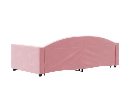 Sofá cama nido con cajones terciopelo rosa 90x200 cm