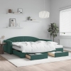 Sofá cama nido con cajones terciopelo verde oscuro 100x200 cm