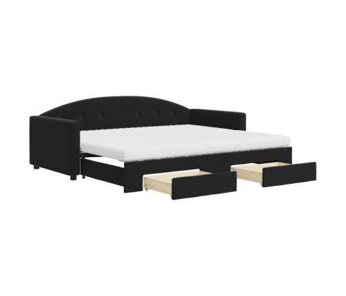 vidaXL Sofá cama nido con cajones terciopelo negro 90x190 cm