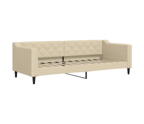 Sofá cama con colchón tela crema 80x200 cm