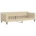 Sofá cama con colchón tela crema 80x200 cm