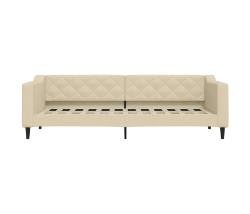 Sofá cama con colchón tela crema 80x200 cm