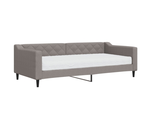 vidaXL Sofá cama con colchón tela gris taupe 90x200 cm