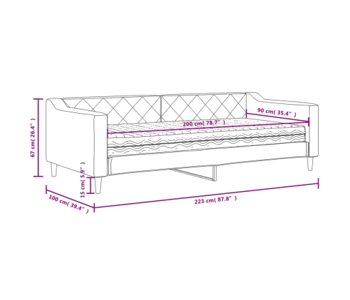 vidaXL Sofá cama con colchón tela gris taupe 90x200 cm