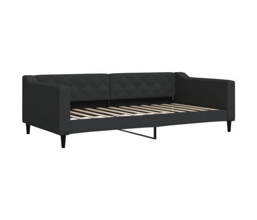 Sofá cama con colchón tela negro 100x200 cm