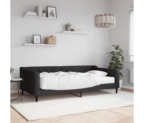 Sofá cama con colchón tela negro 100x200 cm