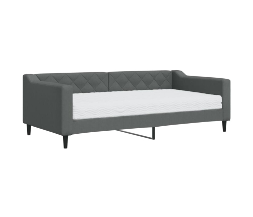 Sofá cama con colchón tela gris oscuro 90x190 cm