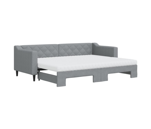 Sofá cama nido con colchón tela gris claro 80x200 cm