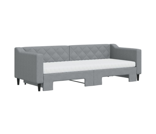 Sofá cama nido con colchón tela gris claro 80x200 cm