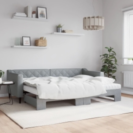 Sofá cama nido con colchón tela gris claro 80x200 cm