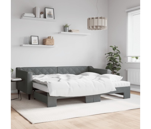 Sofá cama nido con colchón tela gris oscuro 90x200 cm